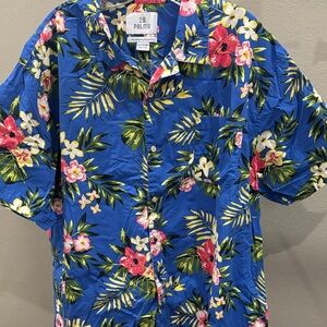 28 Palms Men's Tropical Floral Shirt - Blue